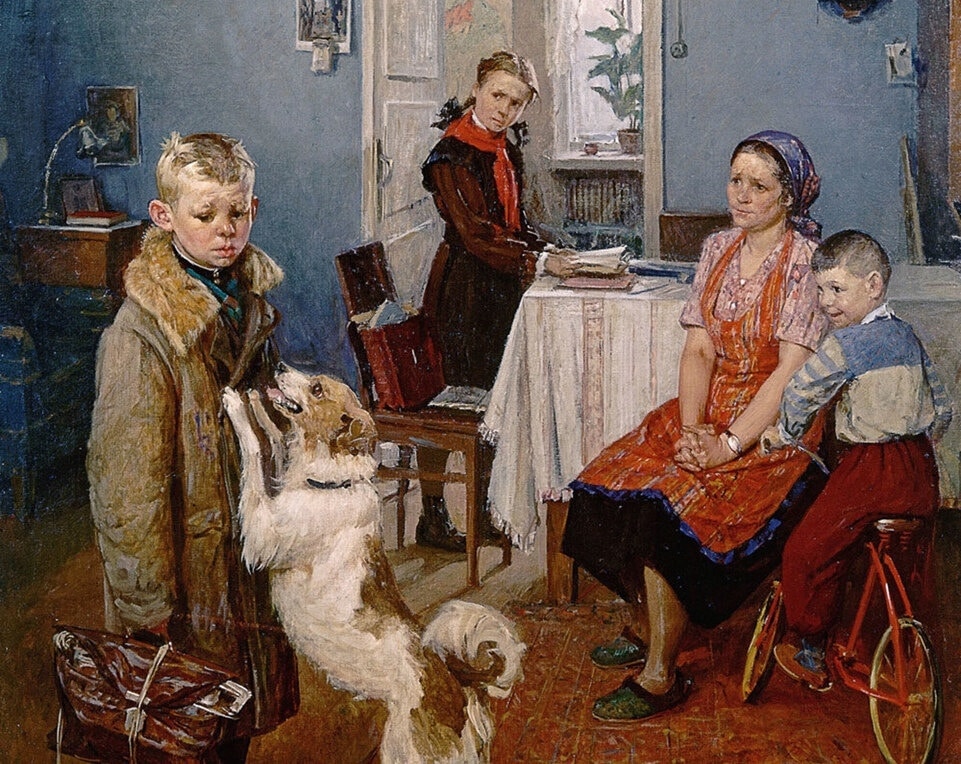 О чем можно судить по картине. «Опять двойка» ф.п. Решетников (1952),. Опять двойка в Третьяковской галерее.